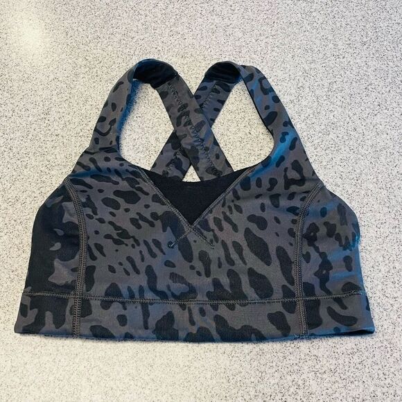 Lululemon In A Flash Sports Bra I Animal Swirl Deep Coal Light / Black Size 2 - Picture 9 of 9